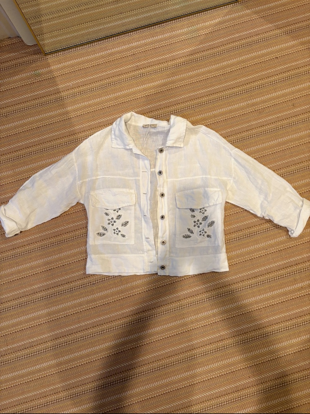 White Embroidered Linen Jacket